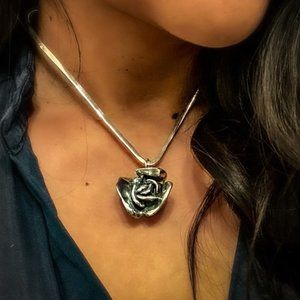 Vintage AUTHENTIC Yaakov Heller 925 Silver Rose Choker Necklace